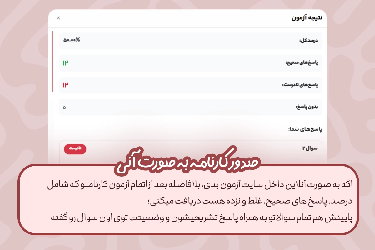 صدور کارنامه به صورت آنی صدور کارنامه آنی