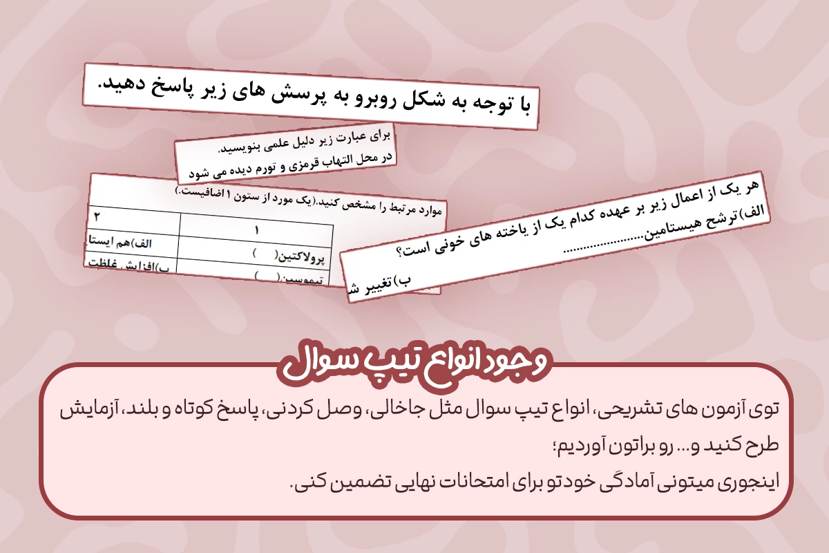 وجود انواع تیپ سوال پوشش انواع تیپ